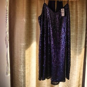 Brand new navy Express dress covered with sequins, size medium